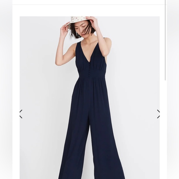 Madewell Pants - Madewell blue jumpsuit v back wide leg